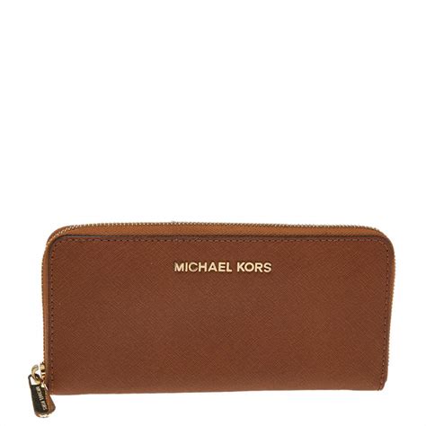 michael kors saffiano small brown wallet|michael kors travel continental wallet.